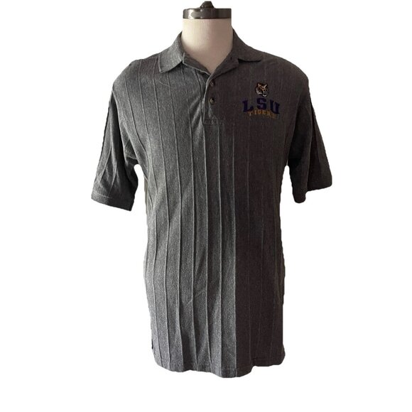 Cadre Athletic LSU Tigers Polo Shirt Size Medium Gray Vintage 90s - Picture 1 of 13